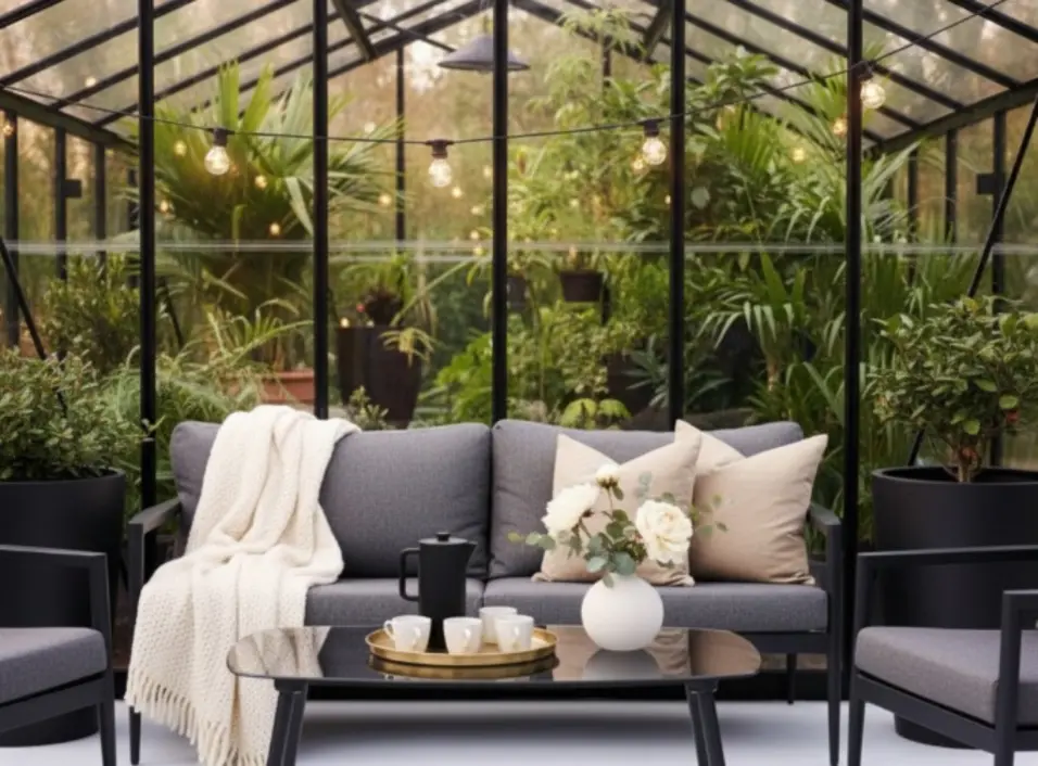 Sofasæt m/ mørkegrå hynder