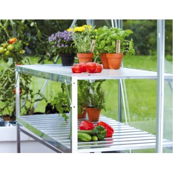 Aluminiumsbord med ekstra hylde 52 x 120 cm.