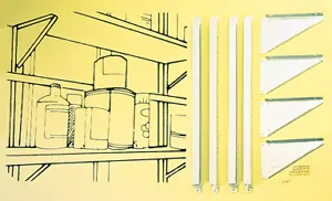 Hyldesystem, Hyldesystem, Byg dine egne hylder. 4 stk. hyldeknægte incl. fastgøringsbeslag. Udover at hjælpe til orden i dit hus giver systemet huset øget styrke