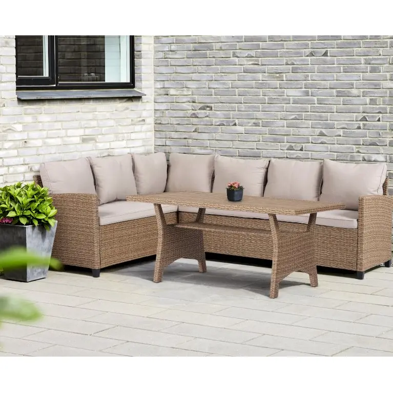 Dinningsæt m/ sandfarvede hynder