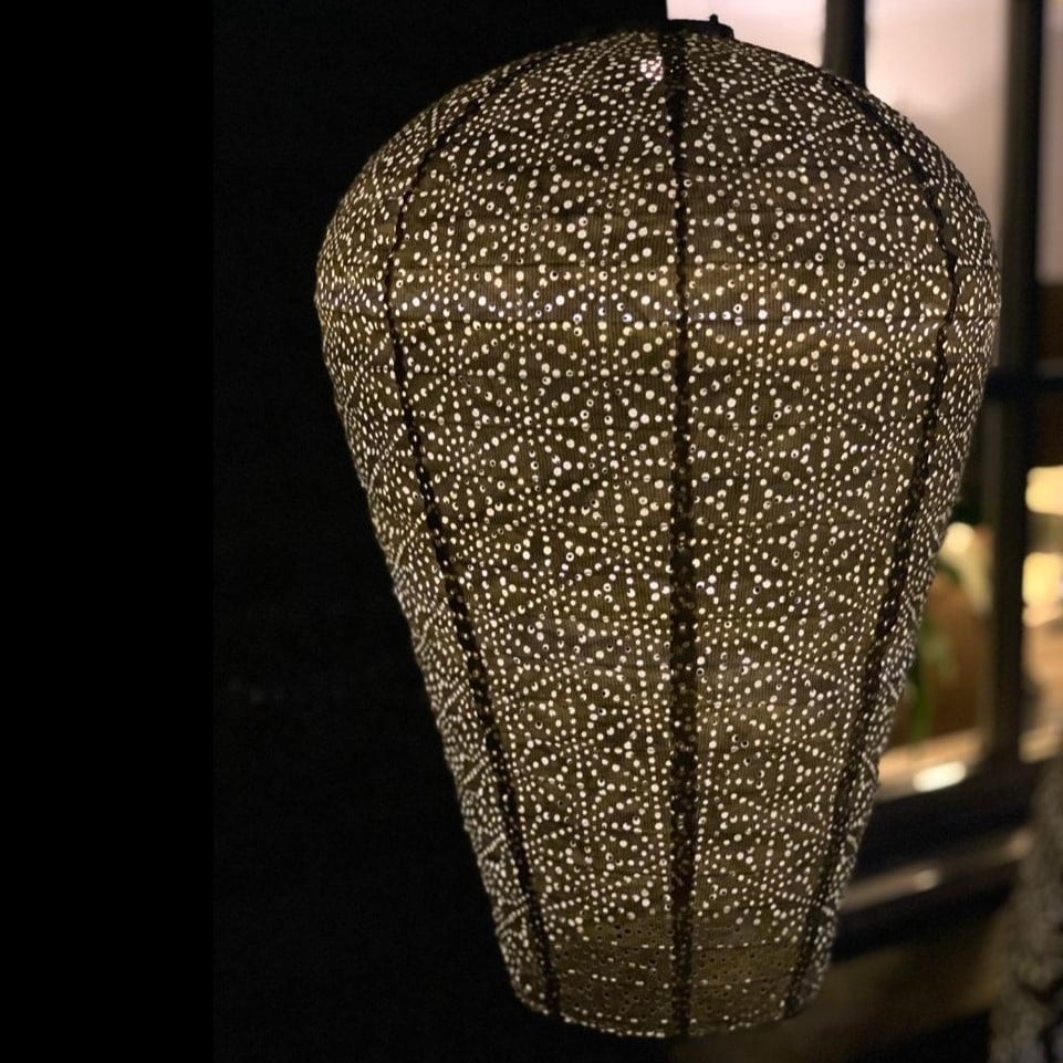 Solcelle lanterne Sashiko - Diamand 28 cm - Kobber