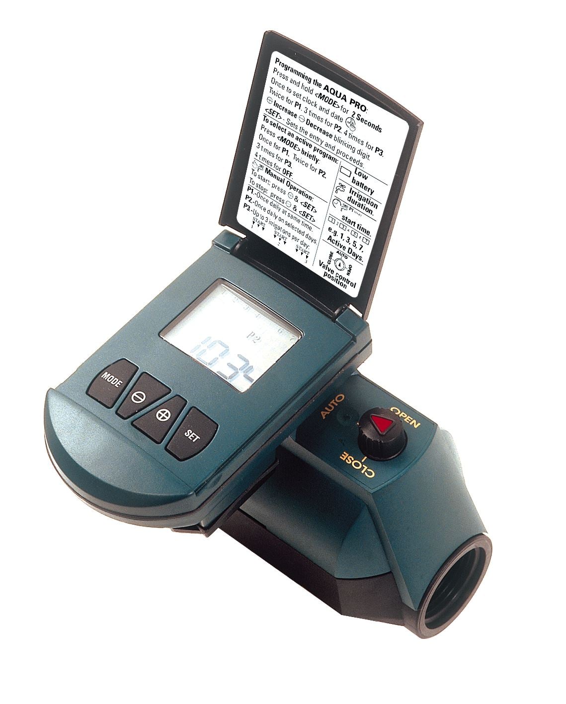 Aquapro - Vandingscomputer, Aquapro - Vandingscomputer, Brugervenlig magnetventil med lille computer (batteri-drevet), der er velegnet til vanding af haver. Computeren kan programmeres til at åbne og lukke for vandet op til 4 gange i døgnet. Passer til bå